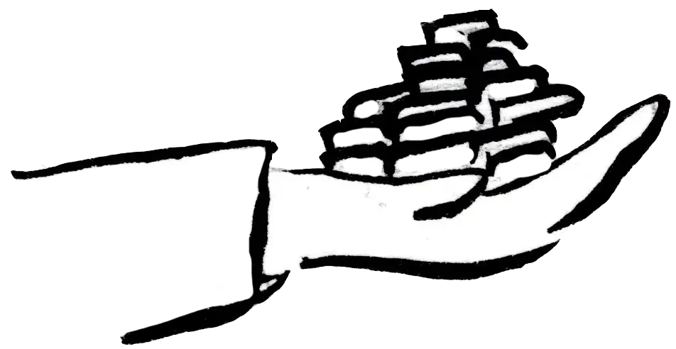 Illustration of a hand holding out a monetary note